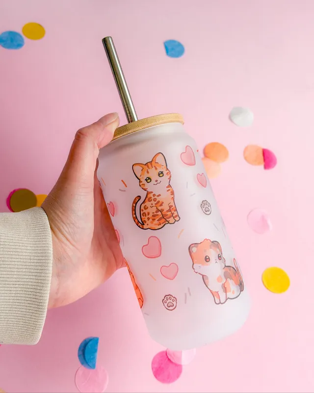 miamouz-cat-friends-glas-becher-520ml-matt-frosted-katze image 1
