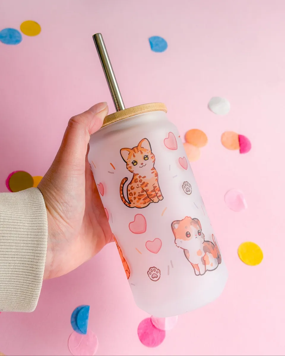 miamouz-cat-friends-glas-becher-520ml-matt-frosted-katze image 1