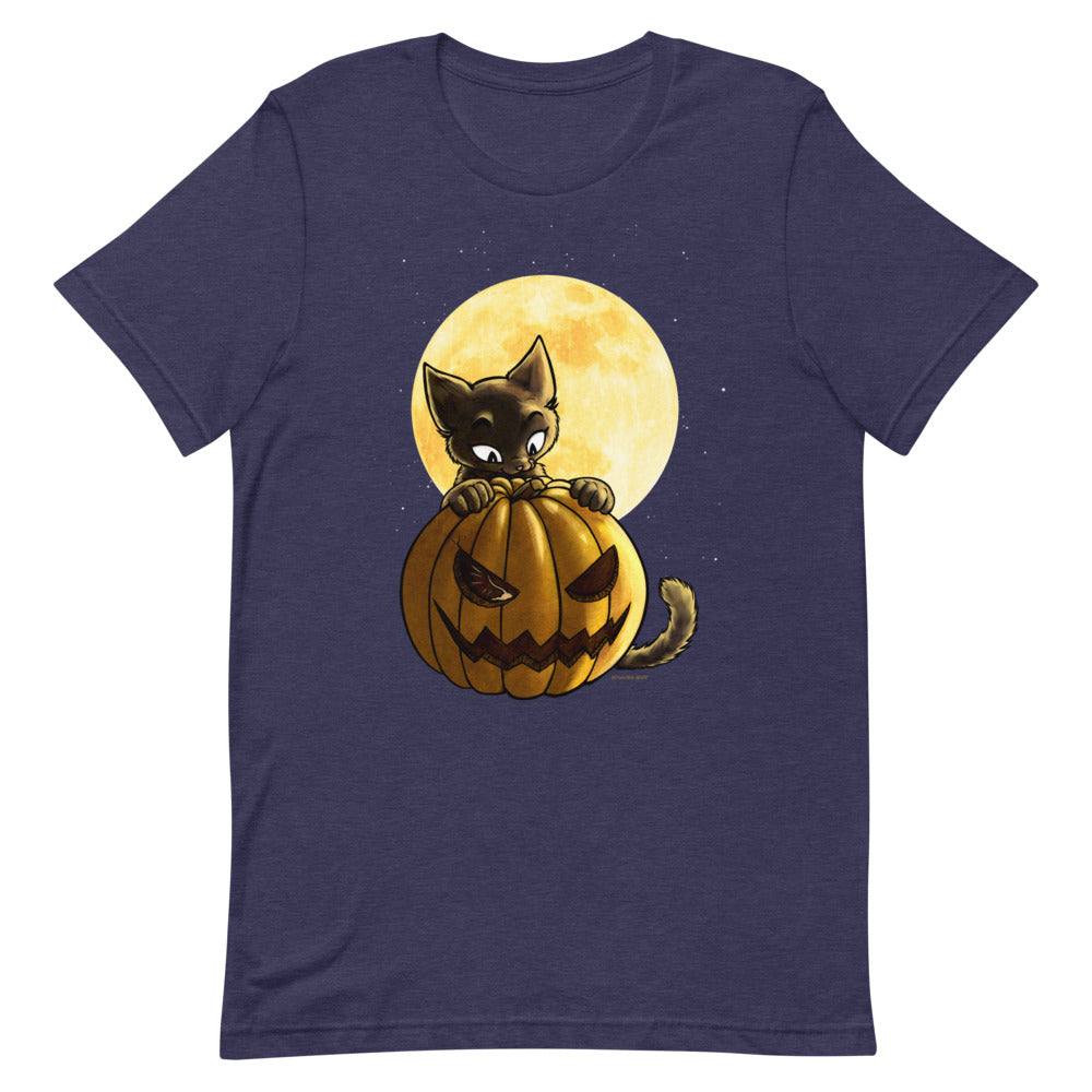 howling-riot-halloween-pumpkin-cat-t-shirt-kurzarm-black-heather image 5