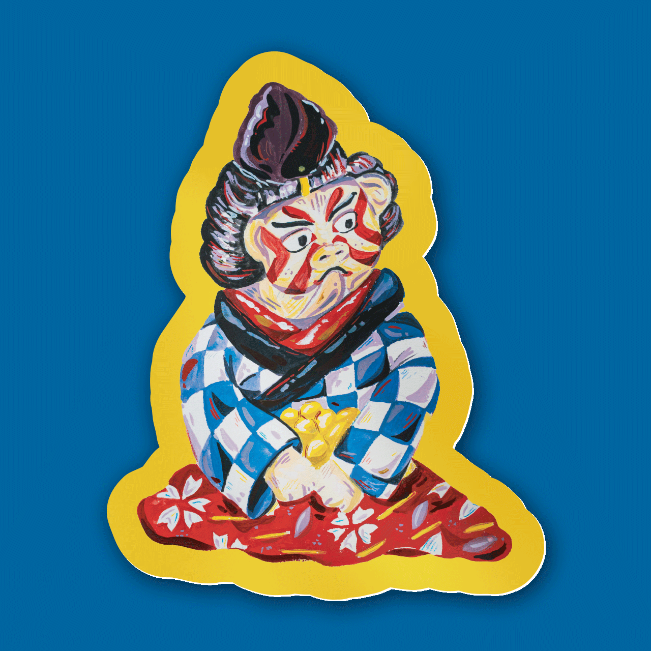 kabujiro-stickers-kabuki-tanuki-vinyl-aufkleber-wetterfest-84mm image 1