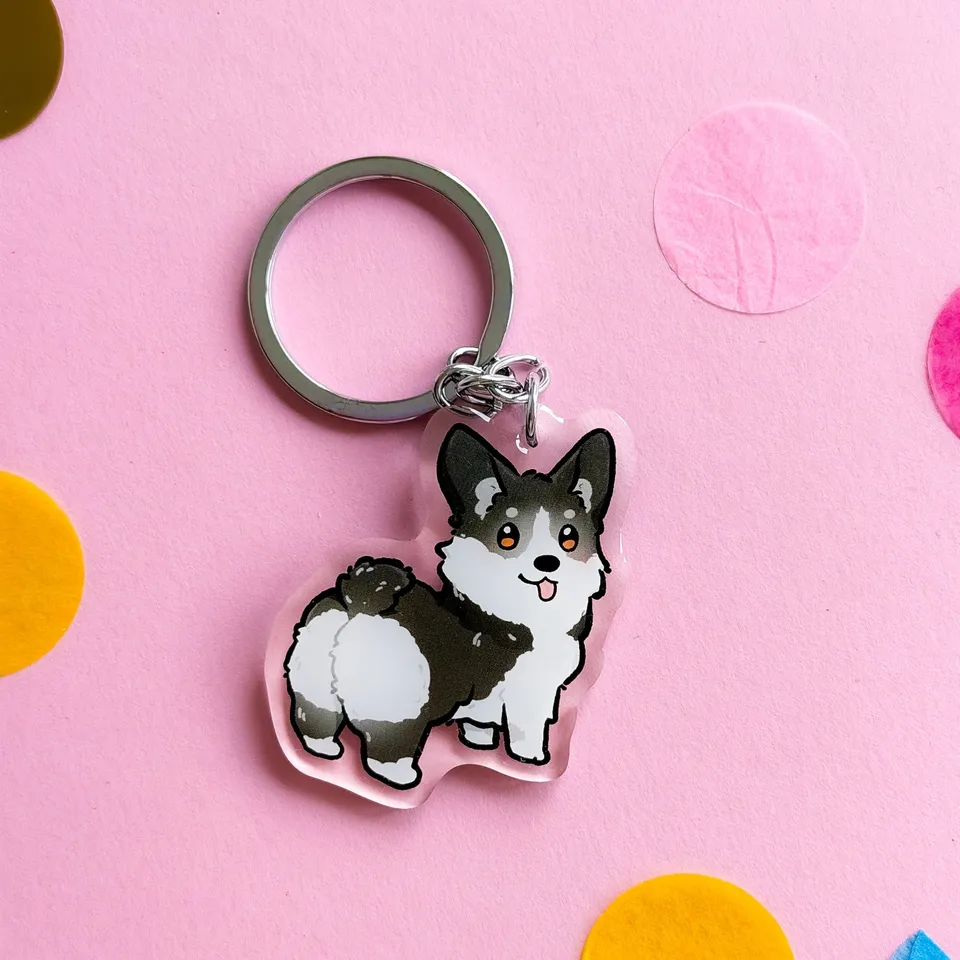 miamouz-enamel-pins-corgi-black-white-pembroke-hund-emaille-pin image 1