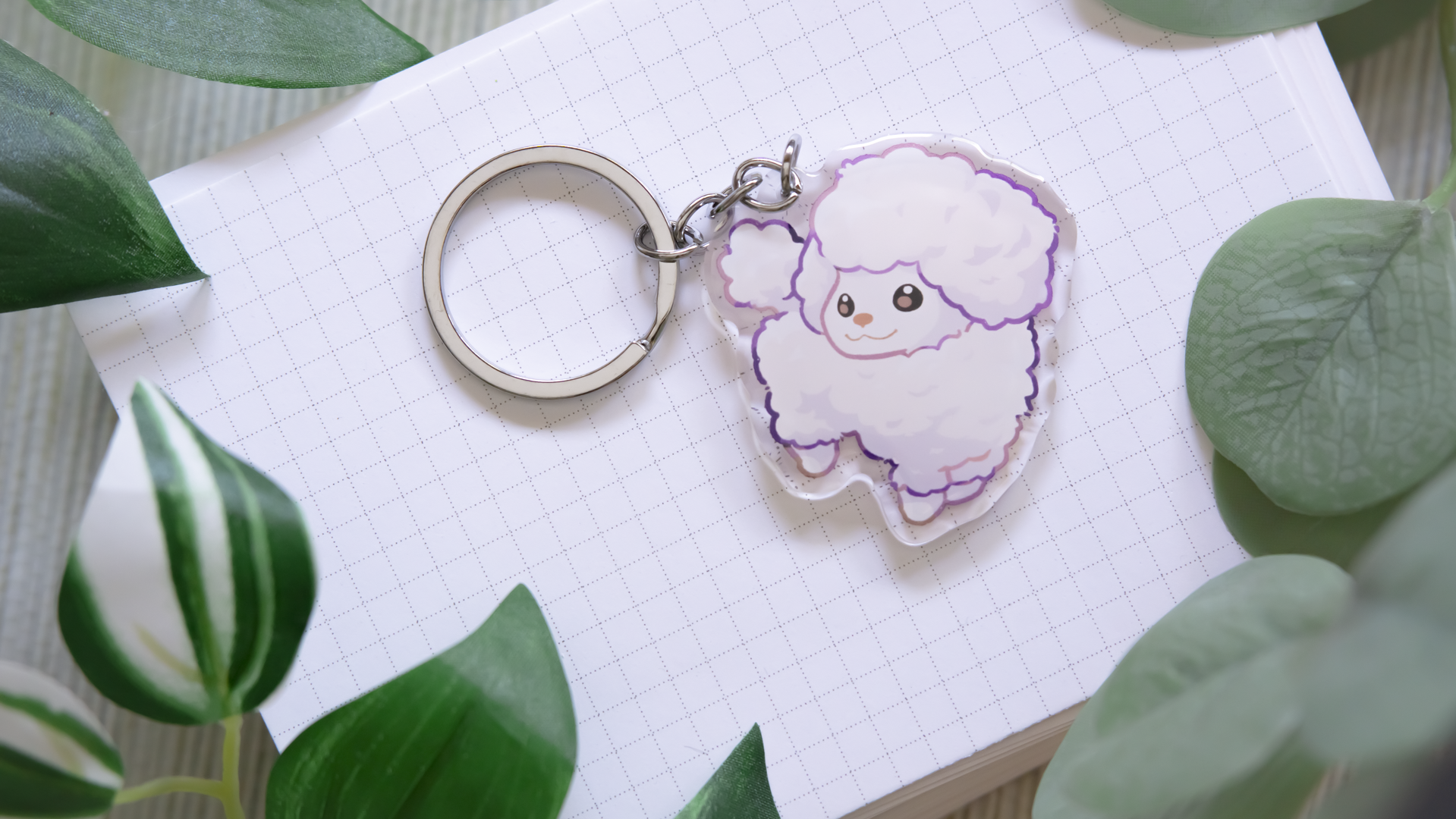 miamouz-keychains-pudel-schl-sselanh-nger-wei-acryl-5-cm image 4
