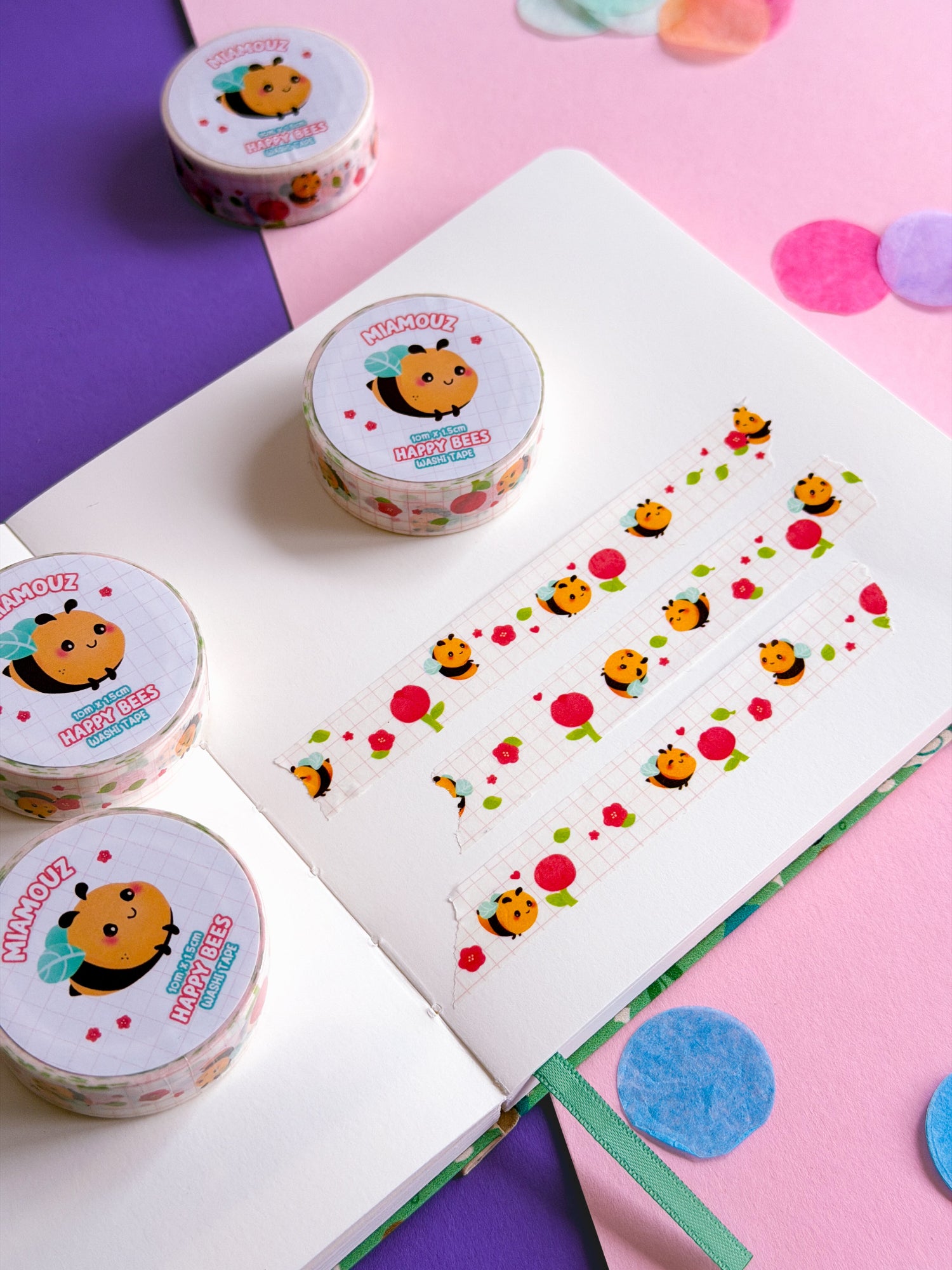 miamouz-washi-tape-bee-happy-deko-klebeband-10m-x-15mm image 4