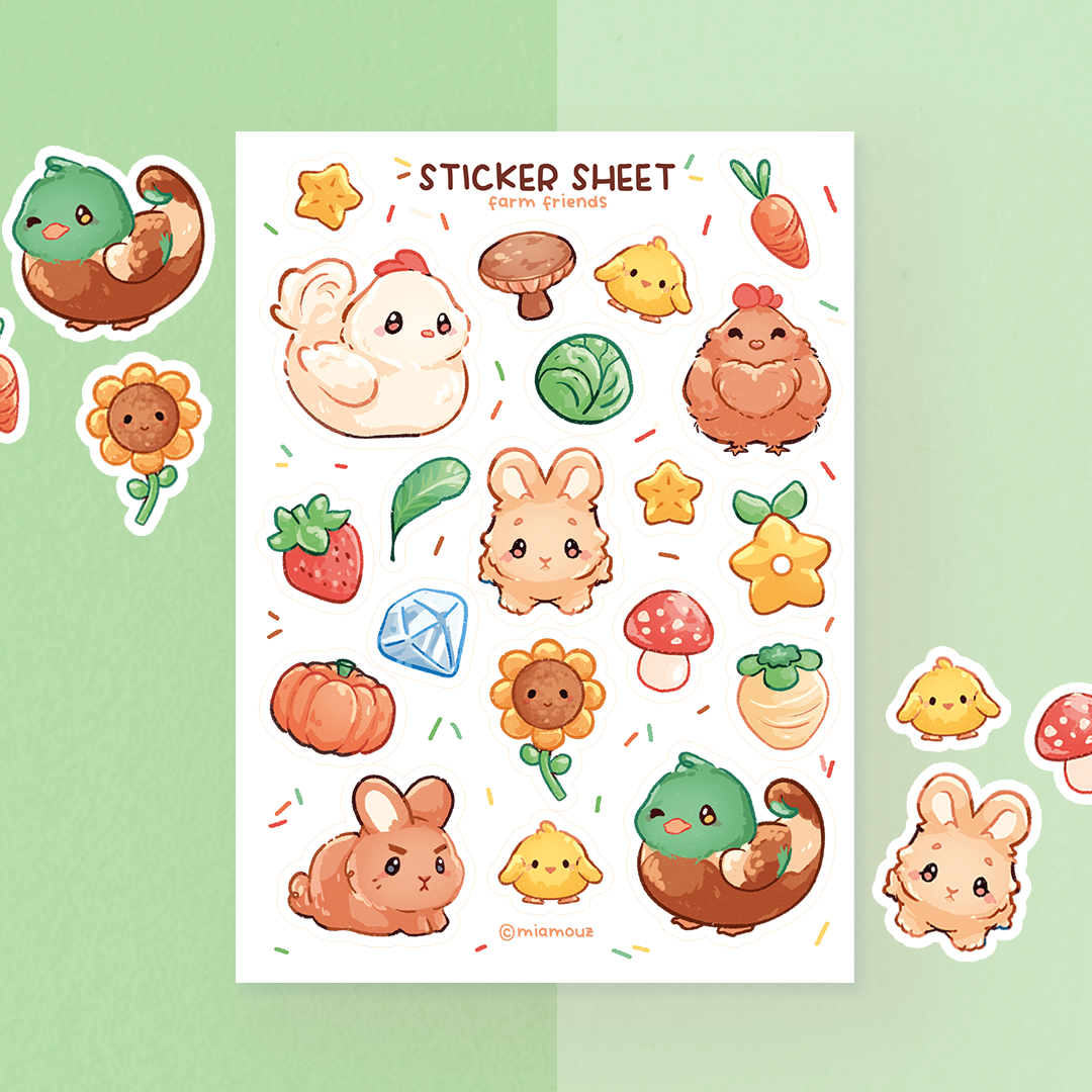 miamouz-farm-friends-stickerbogen-a6-matt-bauernhoftiere image 1