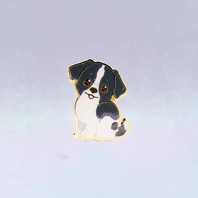 miamouz-foxhound-emaille-pin-hund-schwarz-wei-35mm image 1