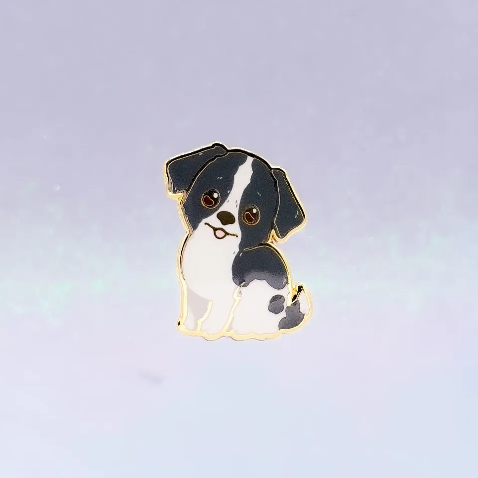 miamouz-foxhound-emaille-pin-hund-schwarz-wei-35mm image 1