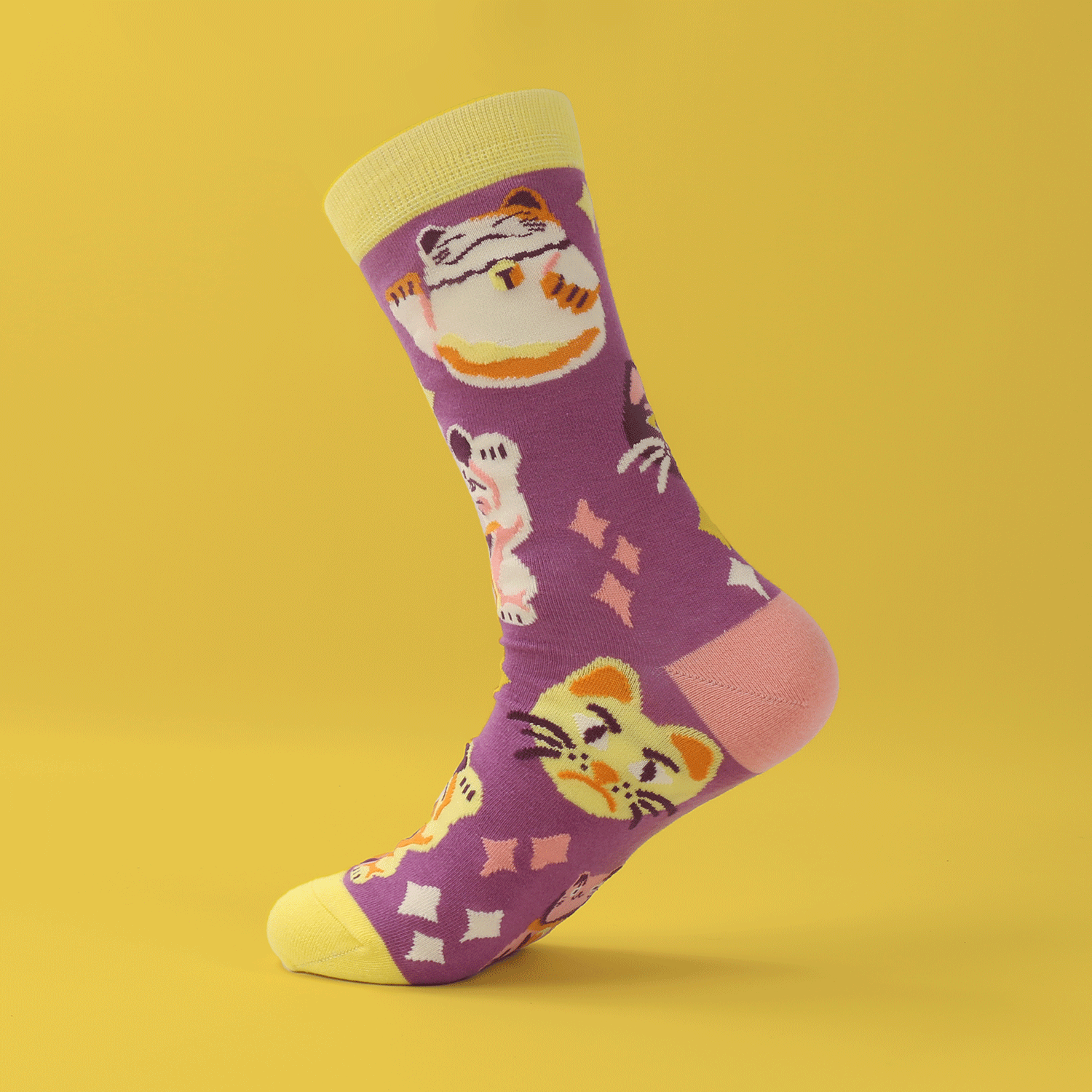 kabujiro-pink-lucky-cats-socken-37-44-baumwolle image 3