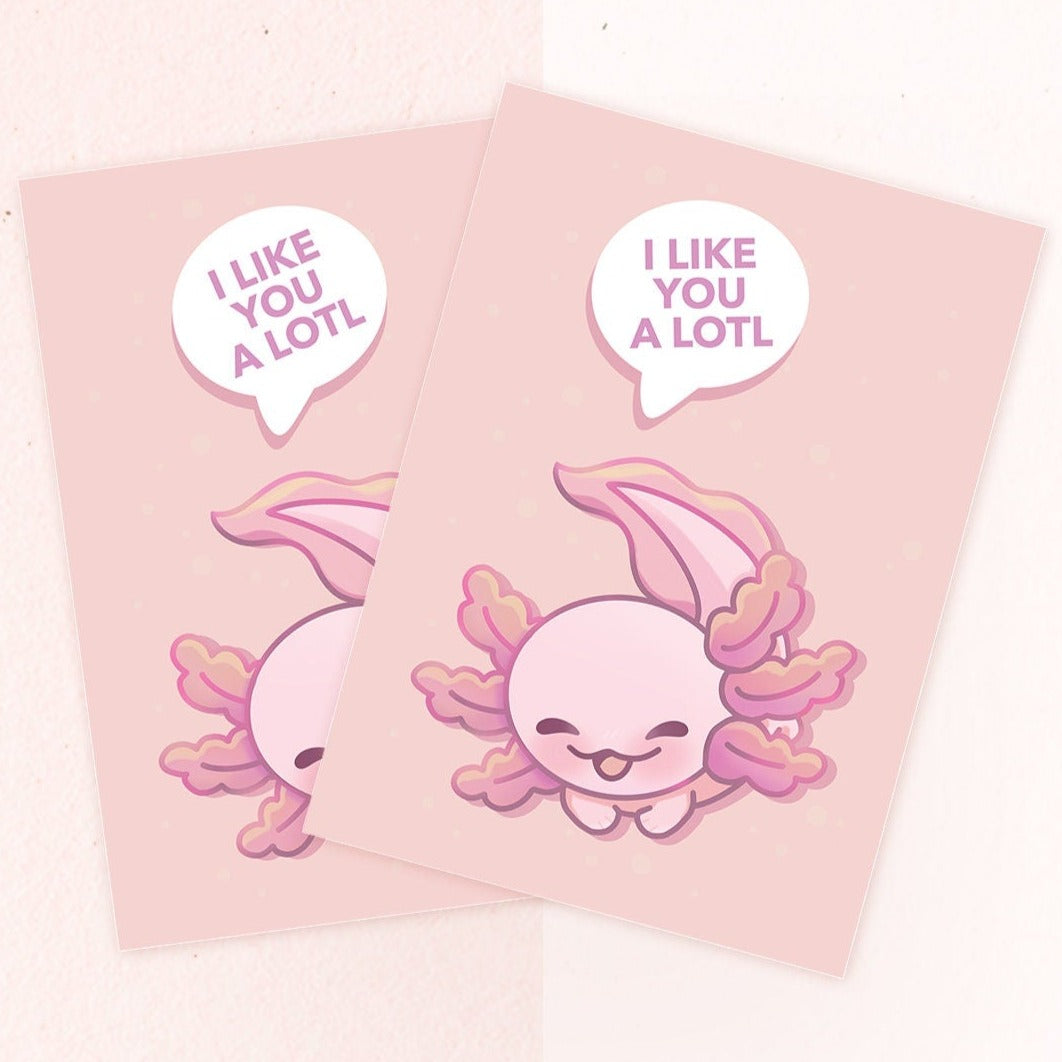 miamouz-postcards-i-like-you-a-lotl-axolotl-a6 image 1