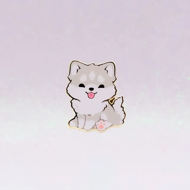 miamouz-enamel-pins-husky-malamute-pin-hellgrau-wei-30mm image 1