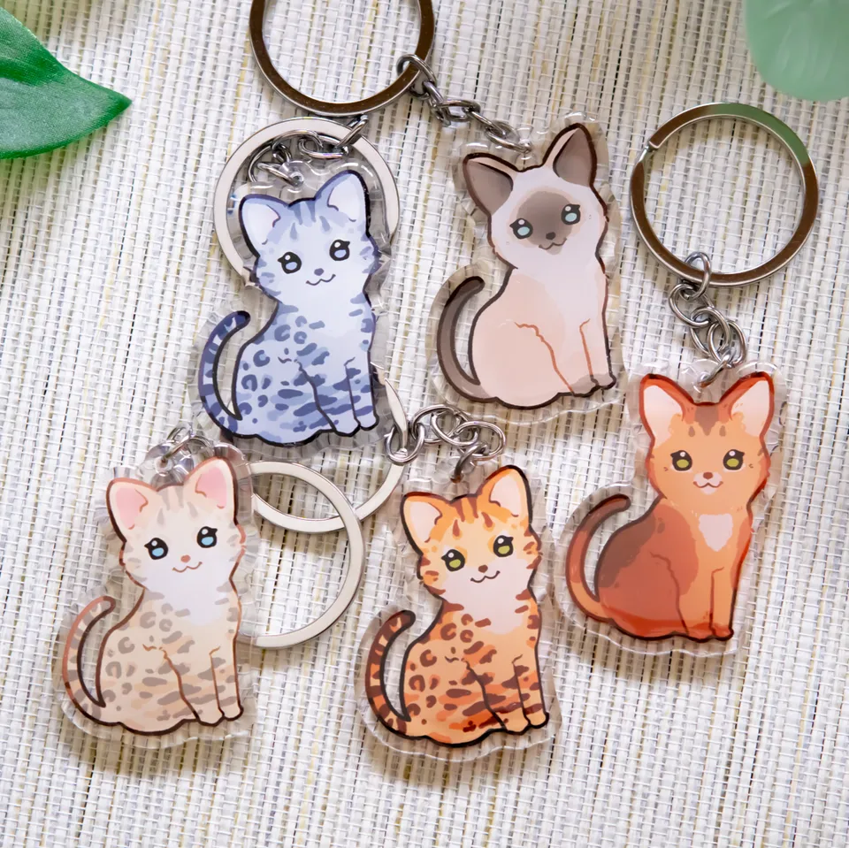 miamouz-keychains-bengal-abyssinian-katze-anh-nger-acryl-5-cm image 1