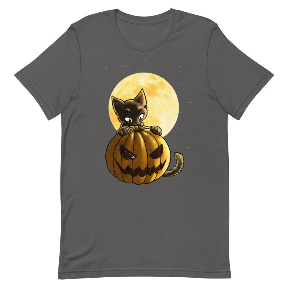 howling-riot-halloween-pumpkin-cat-t-shirt-kurzarm-black-heather image 6