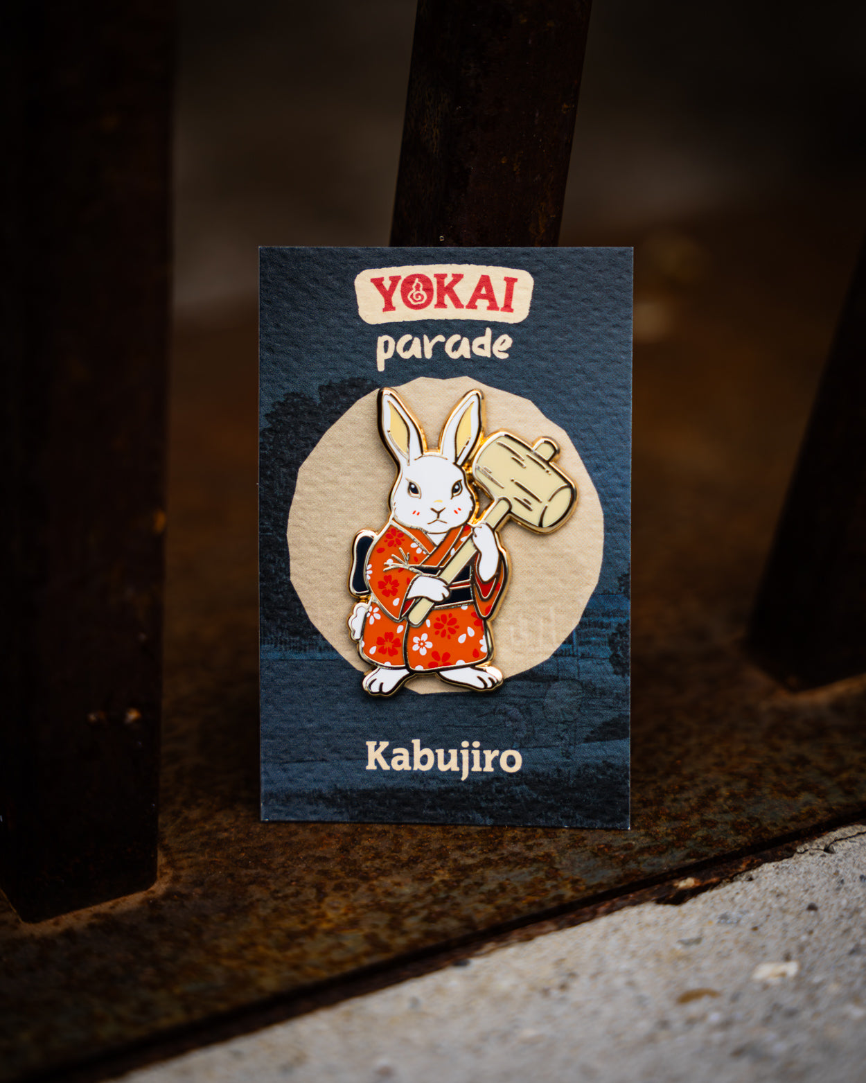 kabujiro-enamel-pins-rabbit-yokai-parade-emaille-pin-kimono image 1