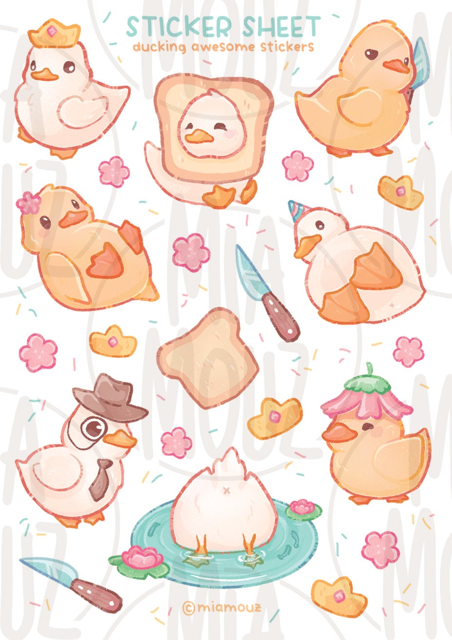 miamouz-ducking-awesome-stickerbogen-a6-enten-vinyl image 3