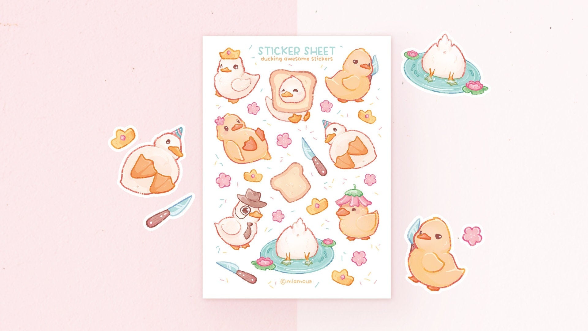 miamouz-ducking-awesome-stickerbogen-a6-enten-vinyl image 2