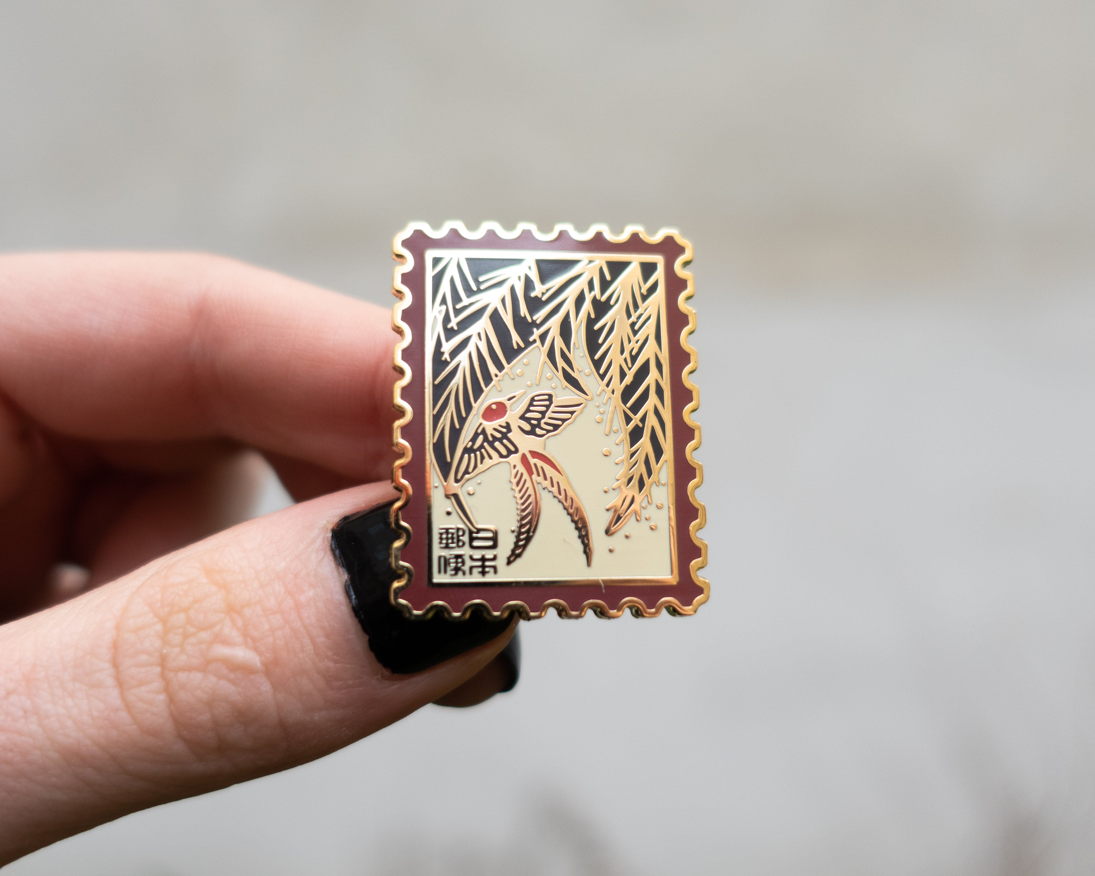 kabujiro-enamel-pins-hanafuda-stamp-songbird-pin-35mm image 2