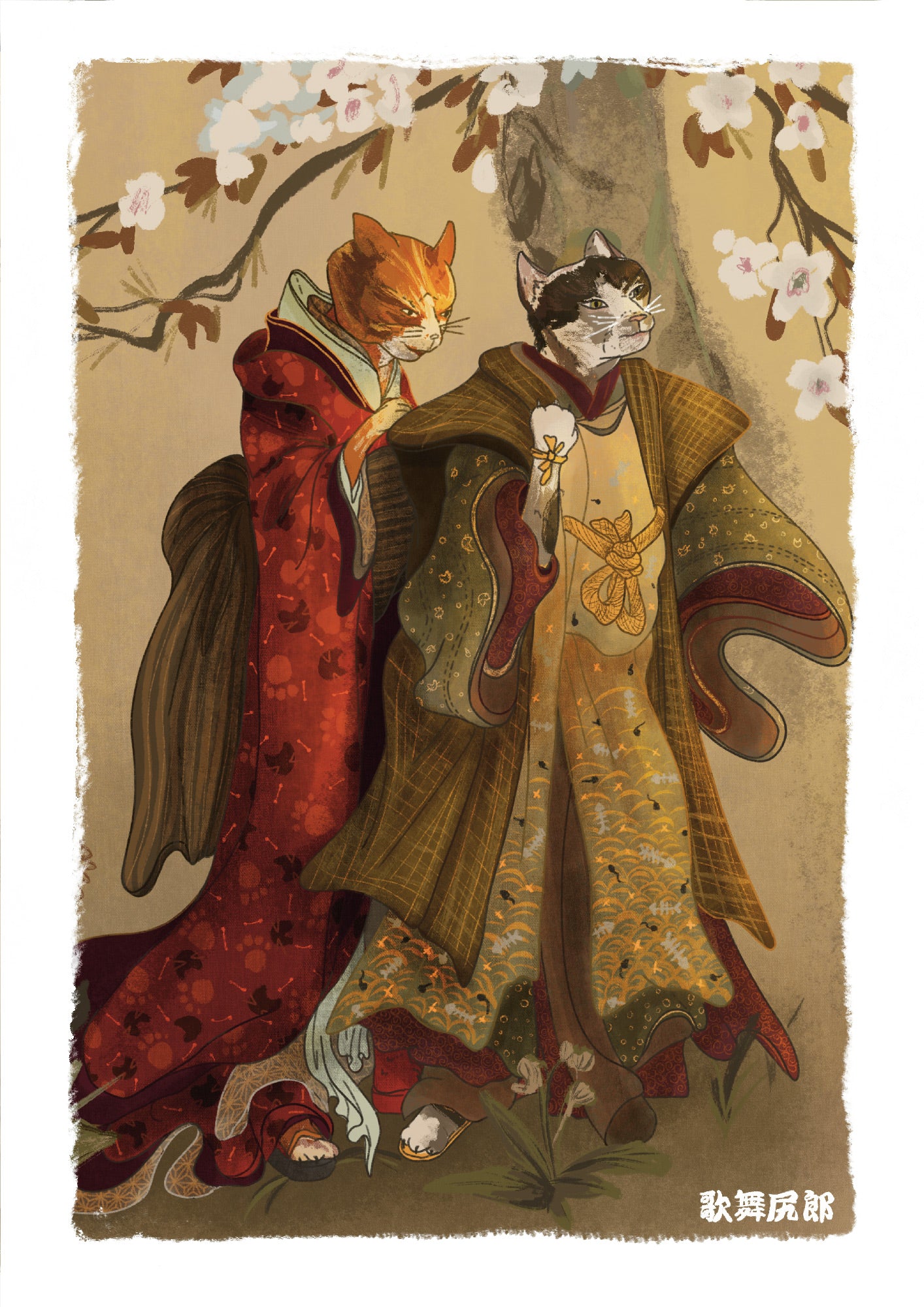 kabujiro-prints-neko-japanische-katzen-postkarte-a6 image 1