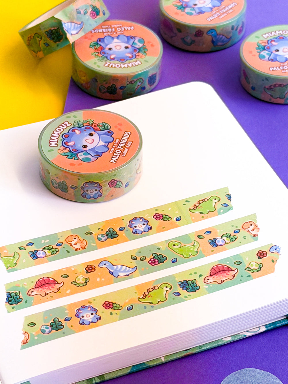 miamouz-paleo-pals-washi-tape-dino-10m-x-15mm-sample image 2