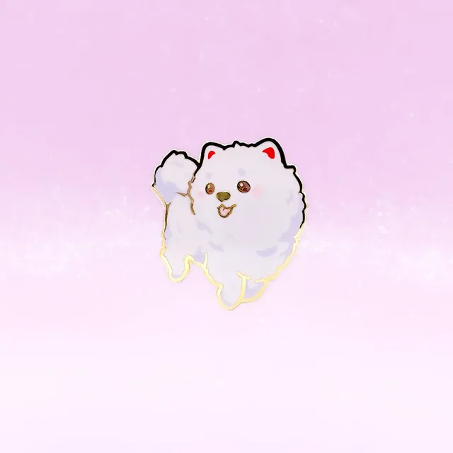 miamouz-samoyed-spitz-white-emaille-pin-normal-gold image 1