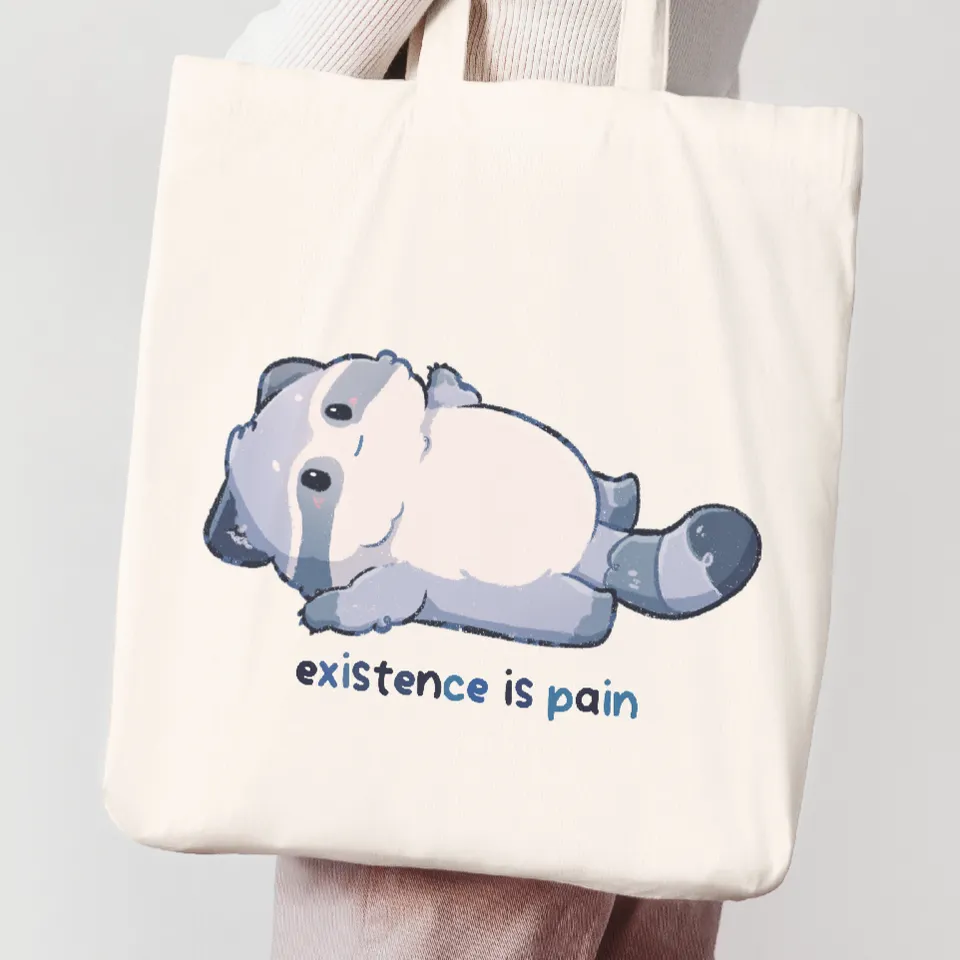 miamouz-tote-bags-existence-is-pain-tasche-38x42-baumwolle image 1