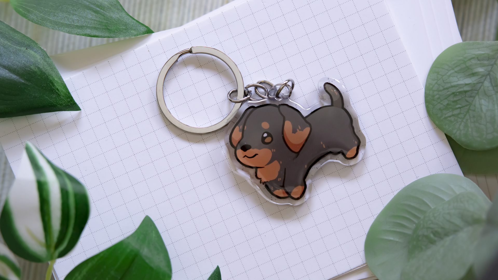 miamouz-dackel-schl-sselanh-nger-acryl-black-tan-hund image 2