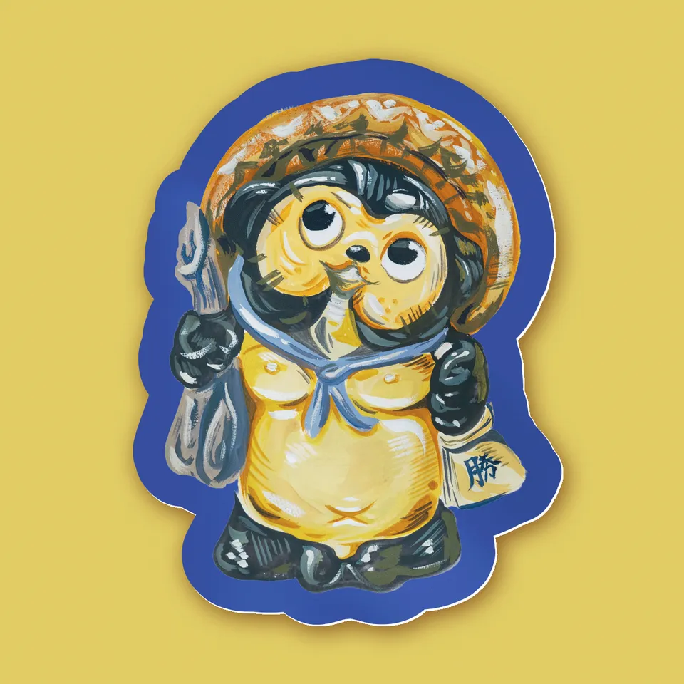 kabujiro-stickers-tanuki-vinyl-aufkleber-88x67-mm-wetterfest image 1
