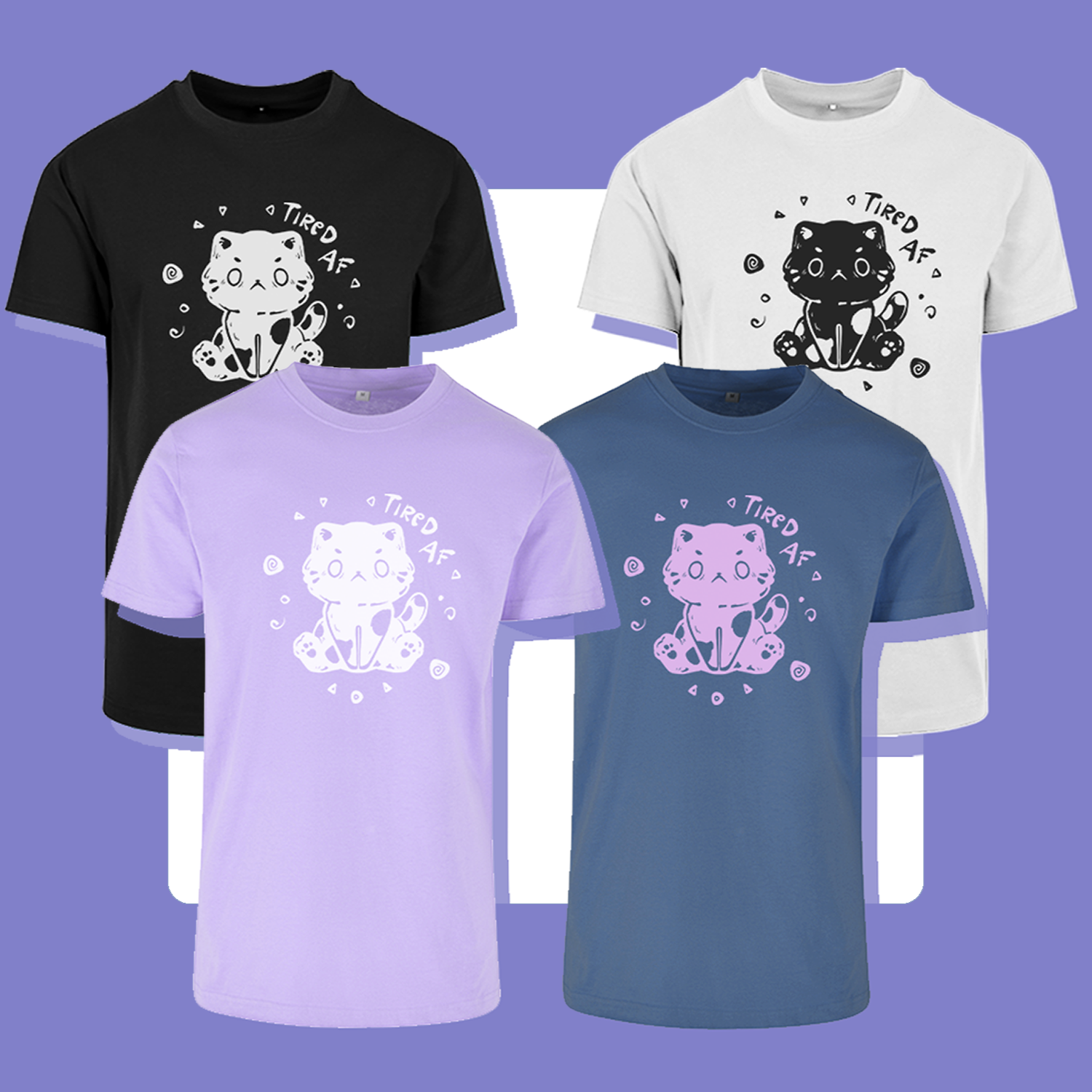 miamouz-tired-af-cat-t-shirt-unisex-baumwolle-katzen-motiv image 1