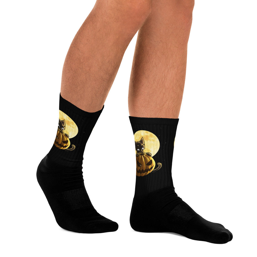 howling-riot-halloween-pumpkin-cat-socken-crew-schwarz-gr-l image 2