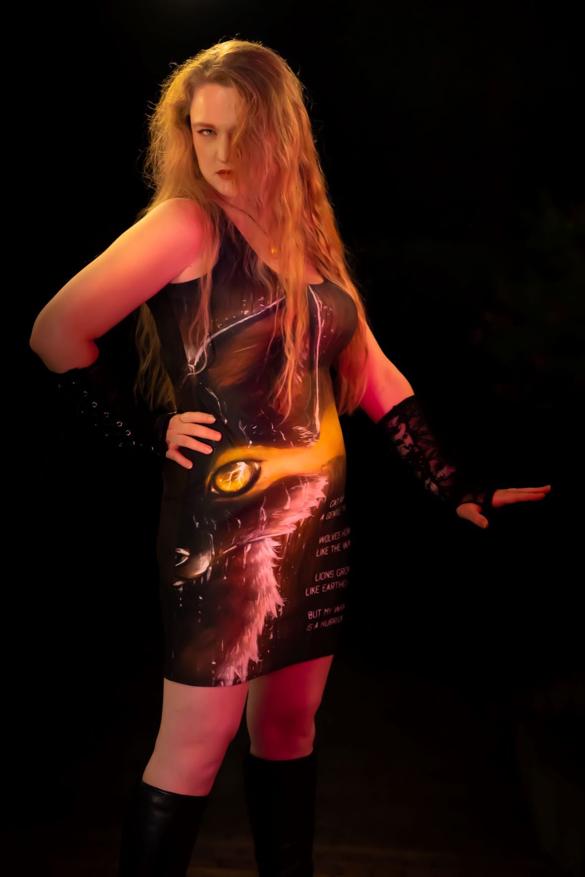 howling-riot-thunder-bodycon-kleid-bedruckt-stretch image 3