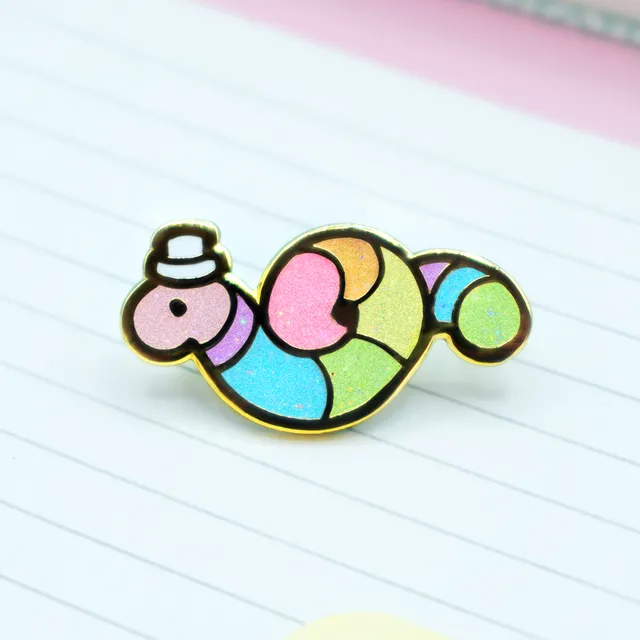 miamouz-rainbow-gummi-worm-emaille-pin-normale-qualit-t-gold image 1