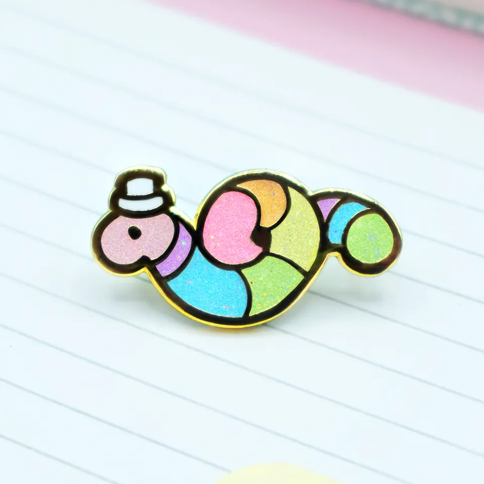 miamouz-rainbow-gummi-worm-emaille-pin-normale-qualit-t-gold image 1