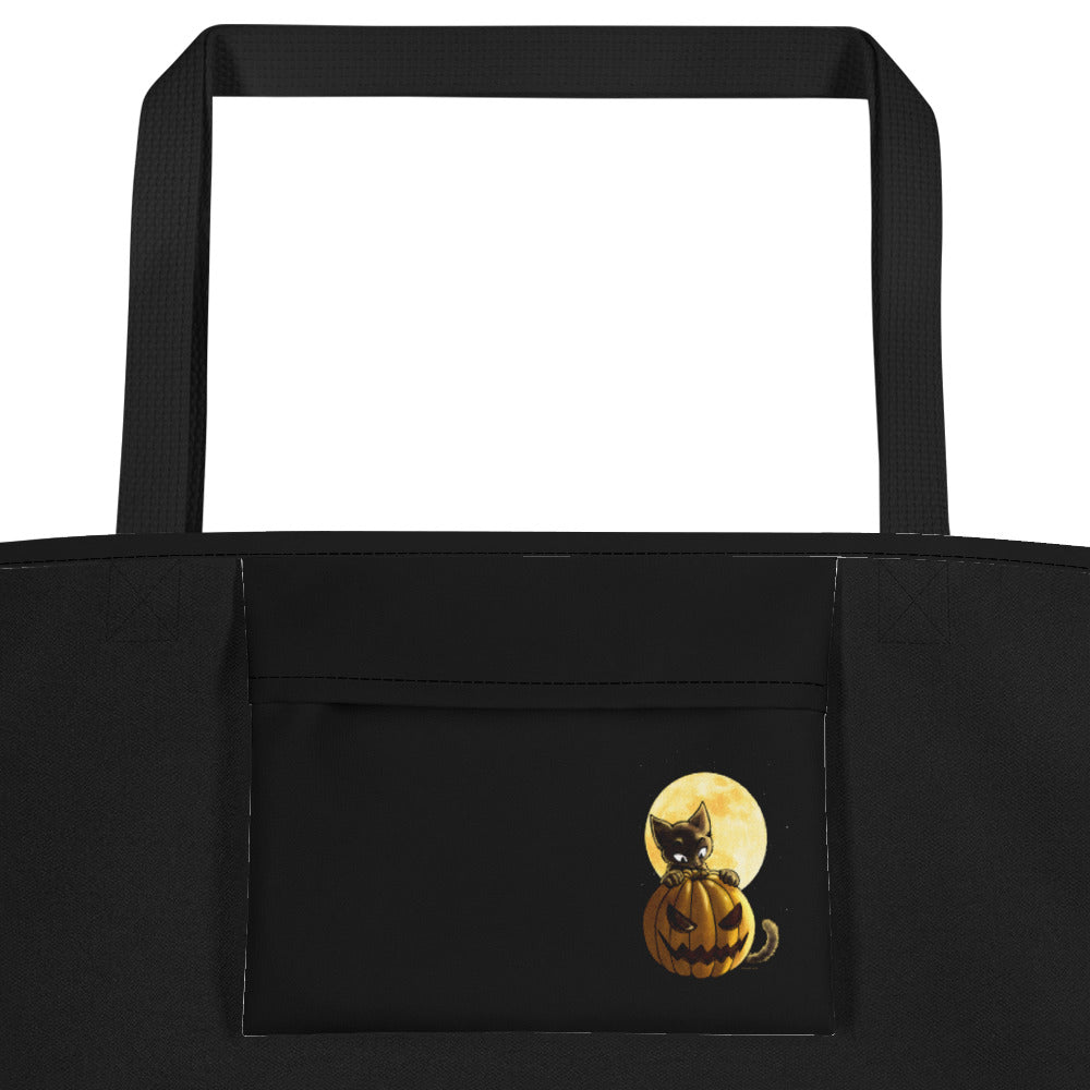 howling-riot-pumpkin-cat-tasche-stoff-schwarz-halloween image 4