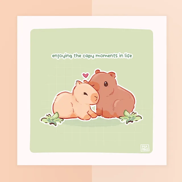 miamouz-prints-enjoying-capy-moments-kunstdruck-capybara-15x15 image 1