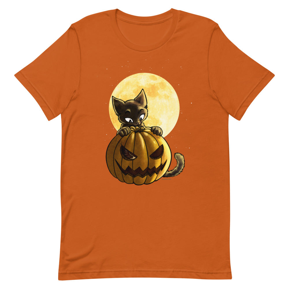 howling-riot-halloween-pumpkin-cat-t-shirt-kurzarm-black-heather image 7