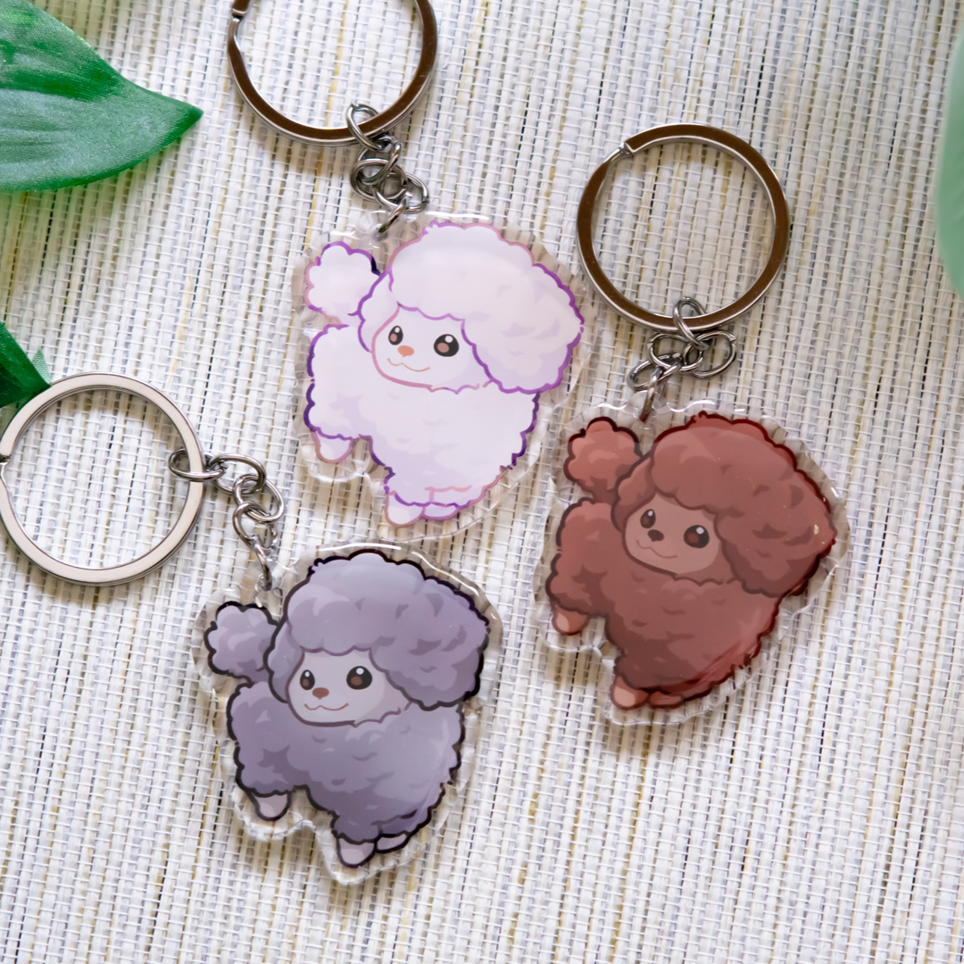 miamouz-keychains-pudel-schl-sselanh-nger-wei-acryl-5-cm image 1