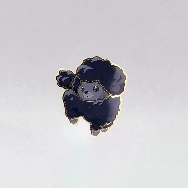 miamouz-pudel-emaille-pin-dunkelgrau-schwarz-40mm image 1