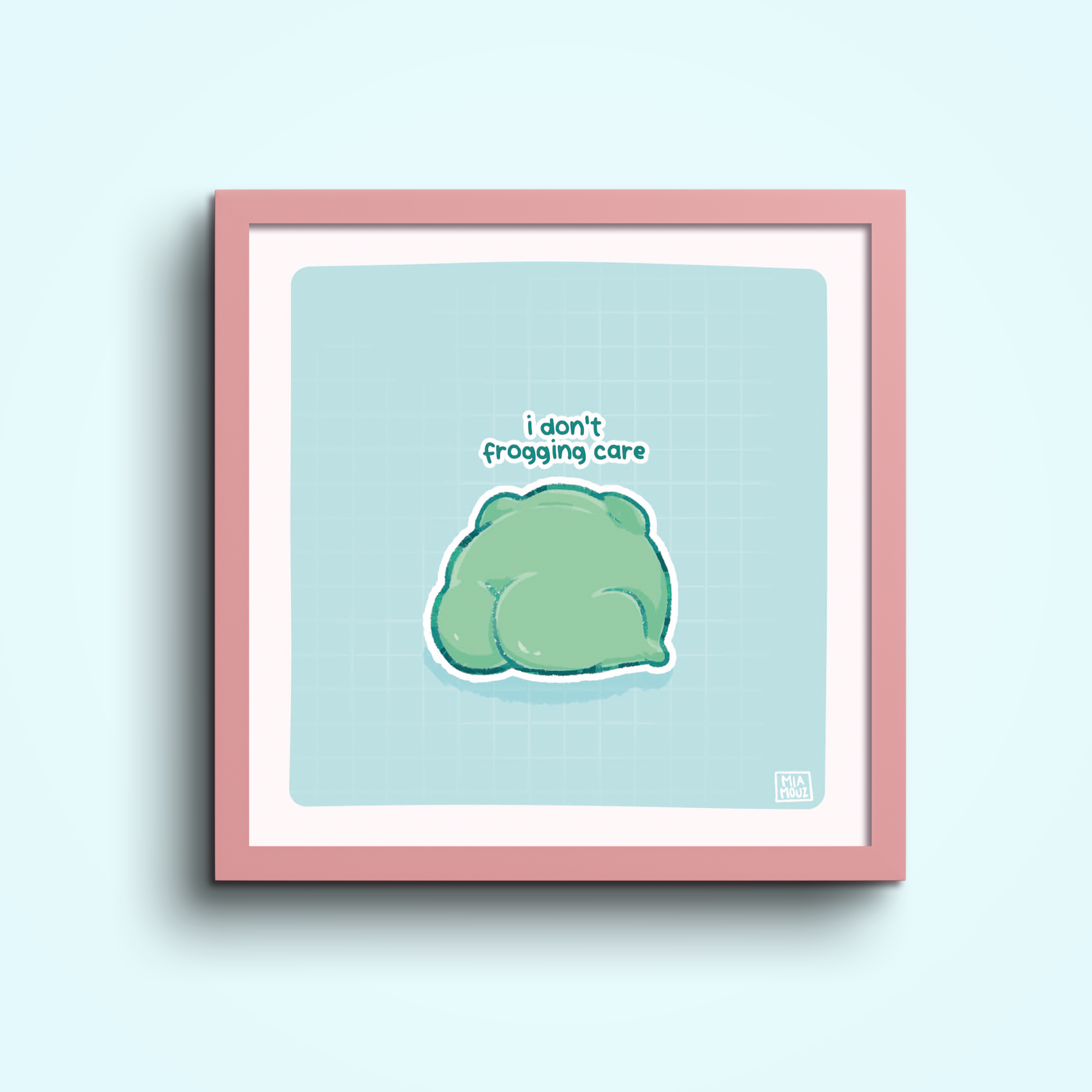 miamouz-prints-frosch-kunstdruck-15x15-pastell-gru-karte image 1