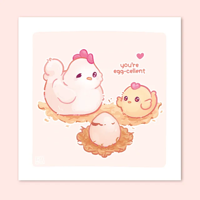 miamouz-prints-you-re-excellent-kunstdruck-15x15-huhn-pastell image 1