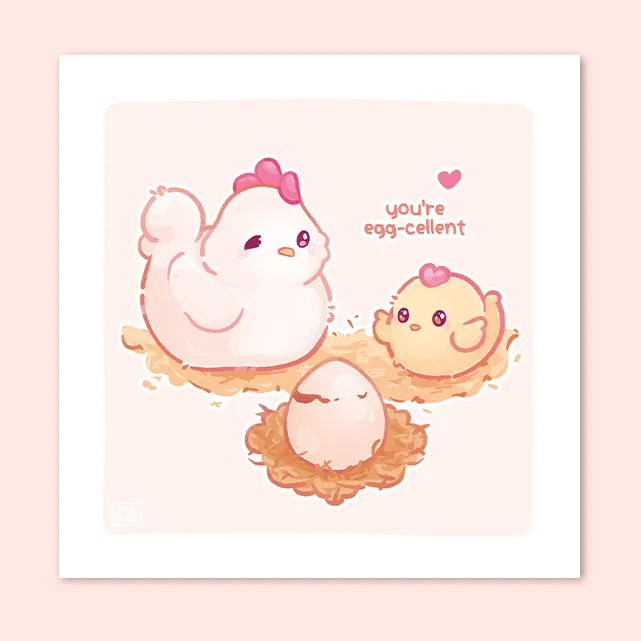 miamouz-prints-you-re-excellent-kunstdruck-15x15-huhn-pastell image 1