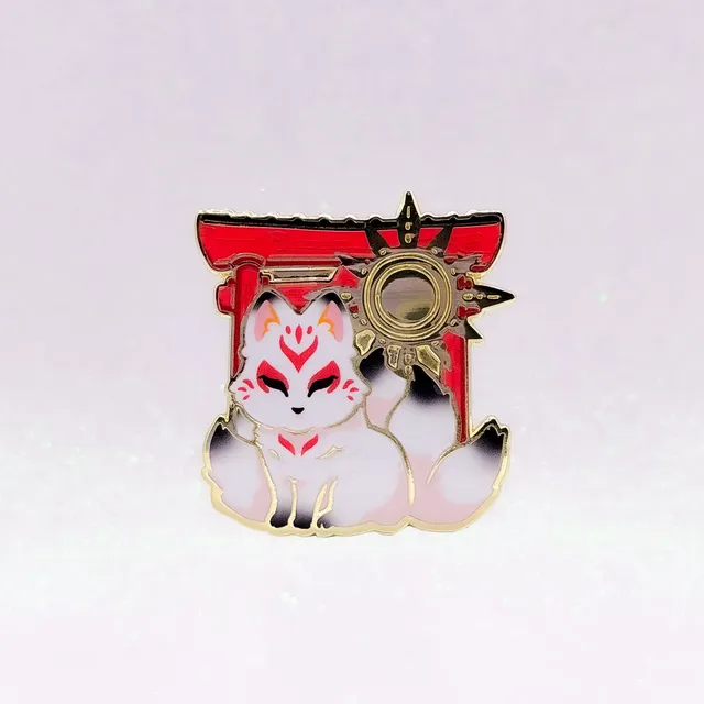 miamouz-kitsune-shrine-emaille-pin-japan-44-mm image 1