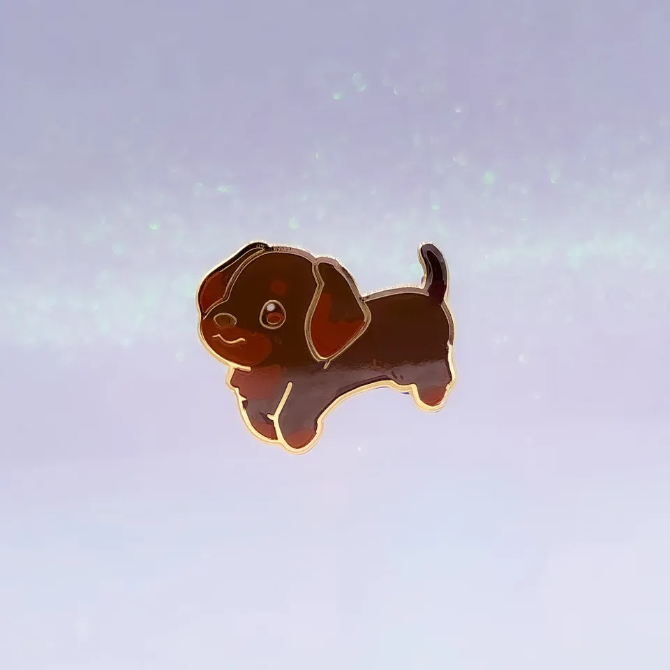 miamouz-dachshund-chocolate-tan-emaille-pin-dackel-braun image 1