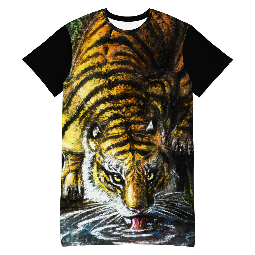 howling-riot-drinking-tiger-black-t-shirt-extra-lang-schwarz image 1