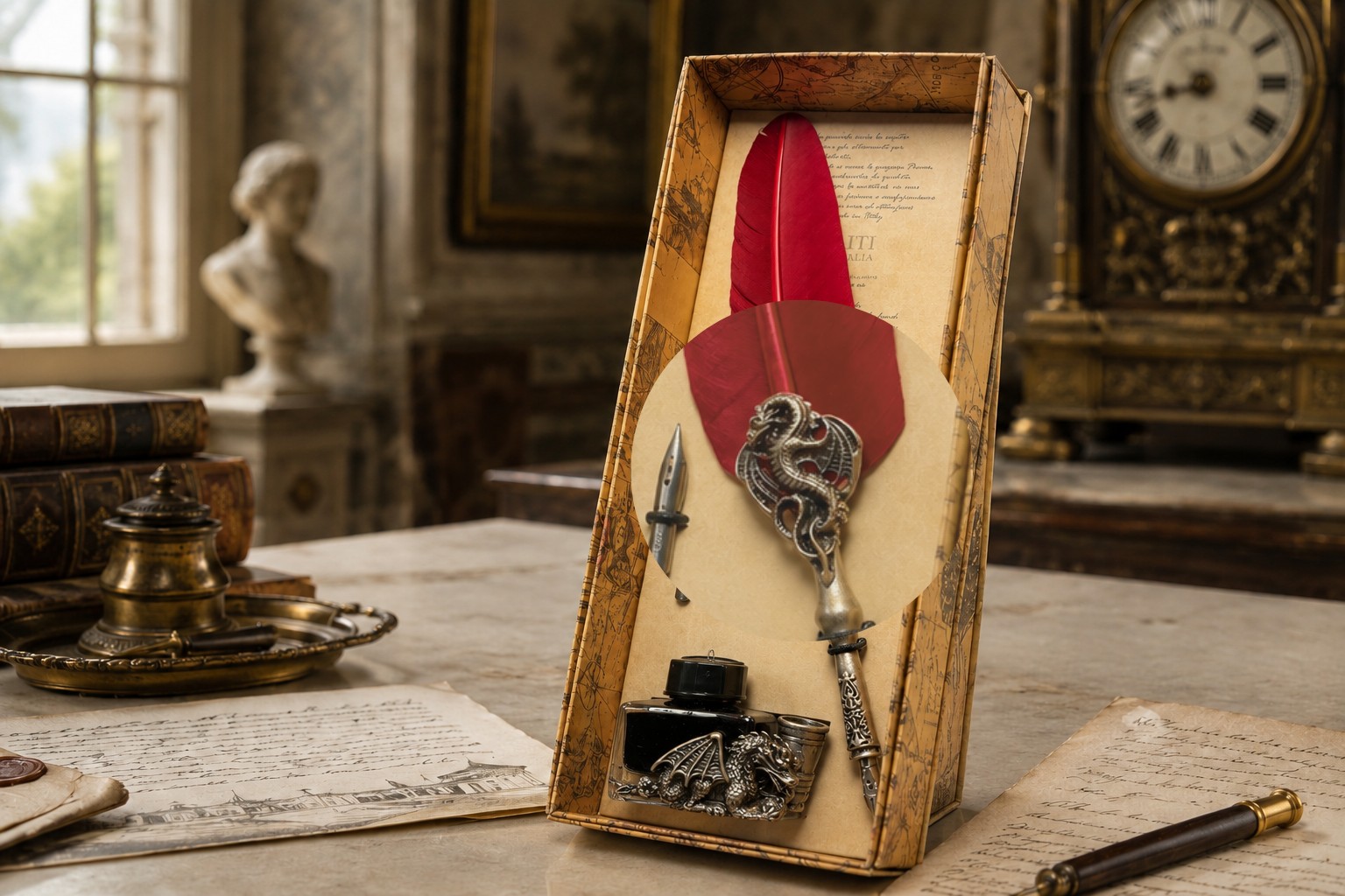 florenz-lederkunst-drago-lusso-schreibset-bordeauxrot-tinte image 6