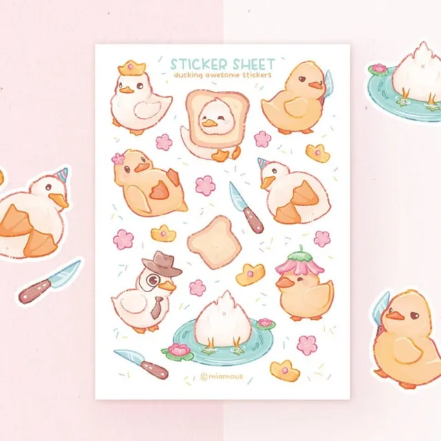 miamouz-ducking-awesome-stickerbogen-a6-enten-vinyl image 1