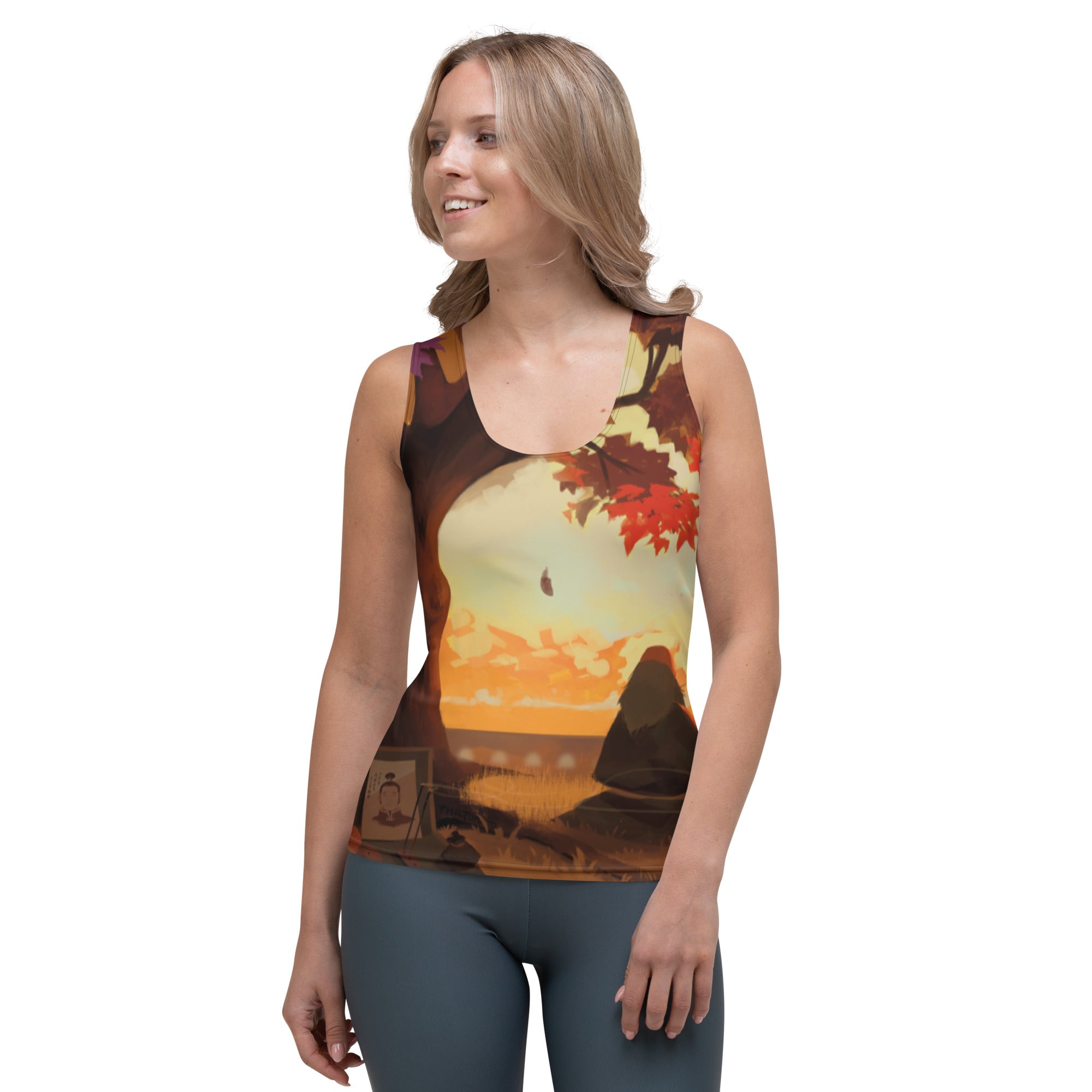 howling-riot-sunset-pondering-tank-top-stretch-gr-xs image 1