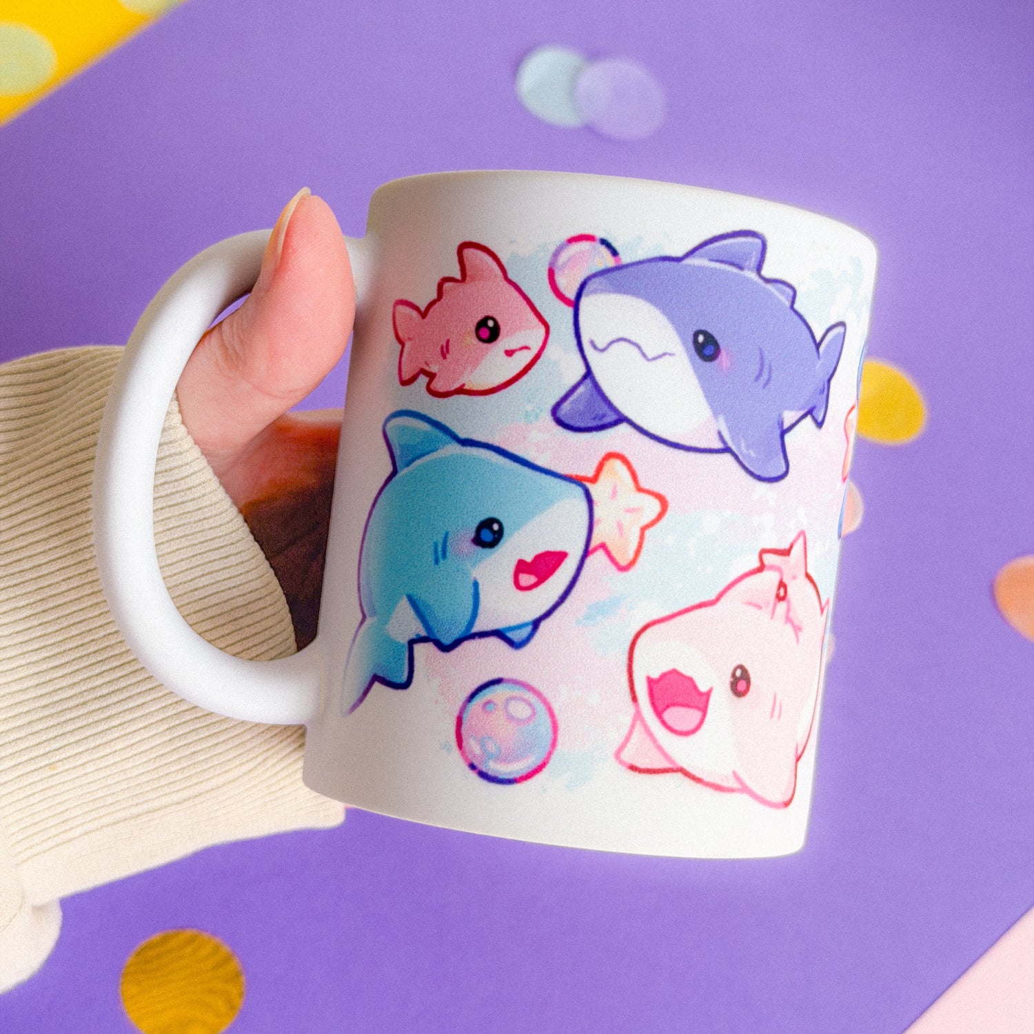 miamouz-sharks-tasse-hai-330ml-lila-pink-matt image 1