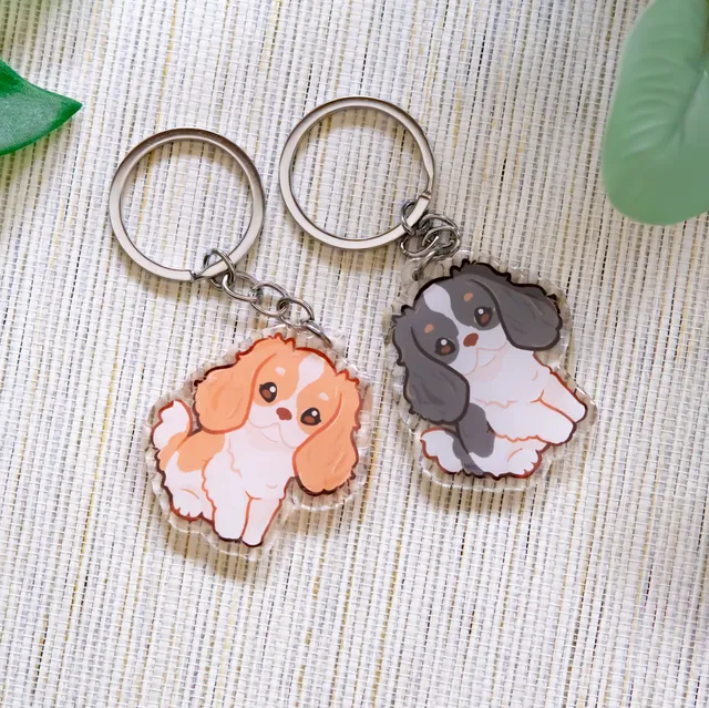 miamouz-keychains-cavalier-king-charles-schl-sselanh-nger-rot-wei image 1