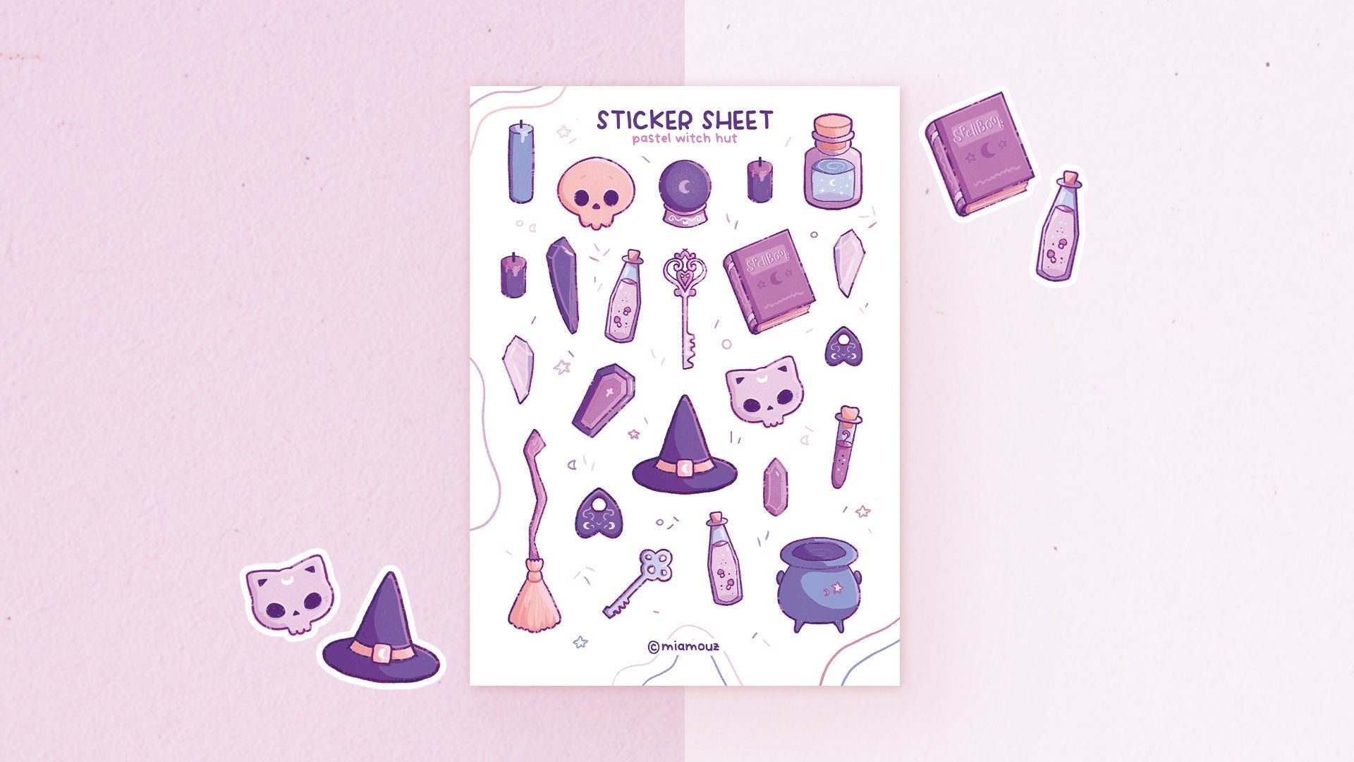 miamouz-stickers-pastel-witch-hut-stickerbogen-a6-matt-23-sticker image 2