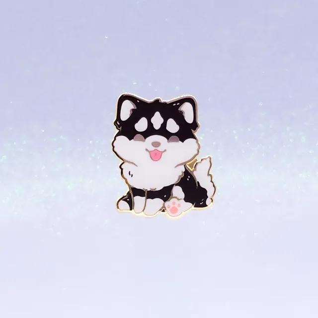 miamouz-husky-alaskan-malamute-emaille-pin-schwarz-wei image 1