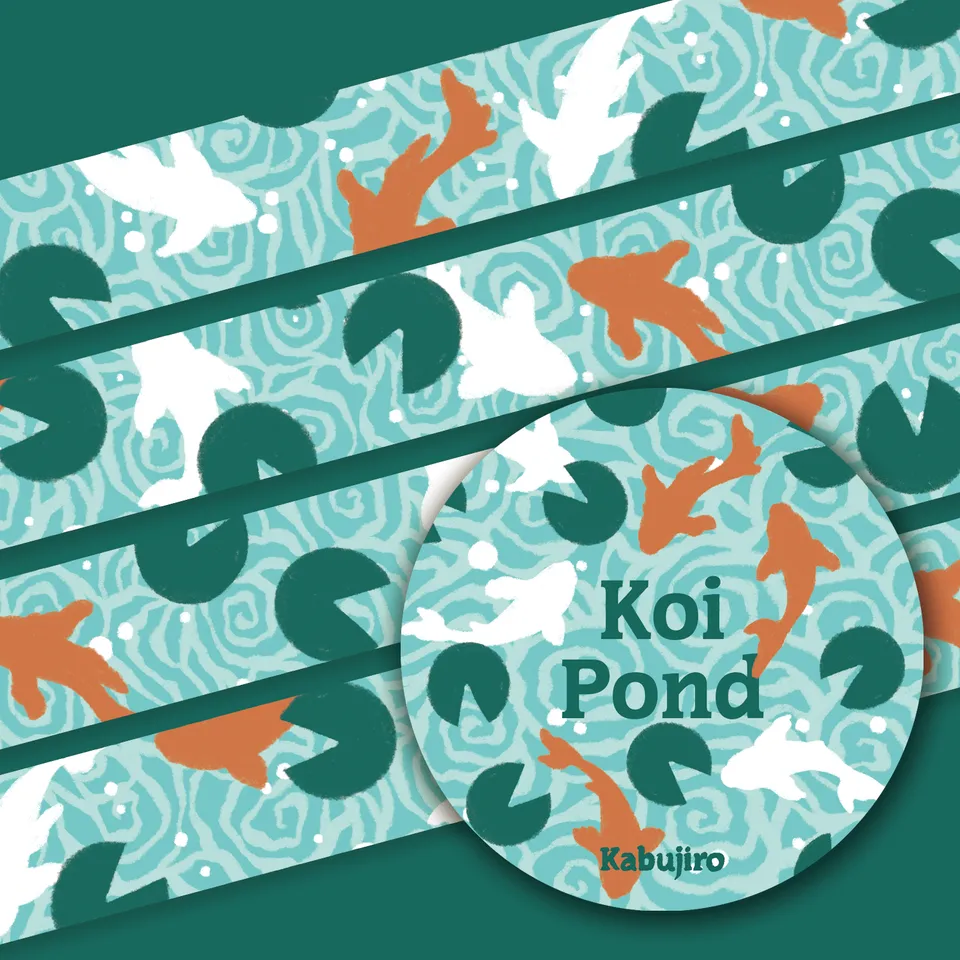 kabujiro-washi-tapes-koi-pond-20-mm-x-10-m-fische-petrol image 1