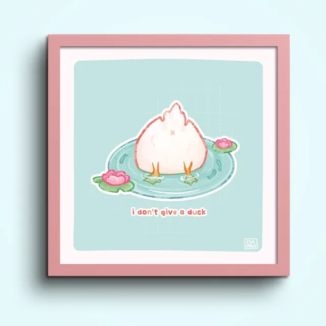 miamouz-prints-i-don-t-give-a-duck-kunstdruck-15x15-pastell image 1